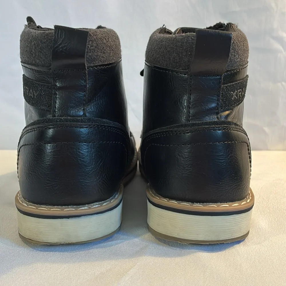 XRAY Finley black faux leather lace up boys casual ankle boots kids size 5